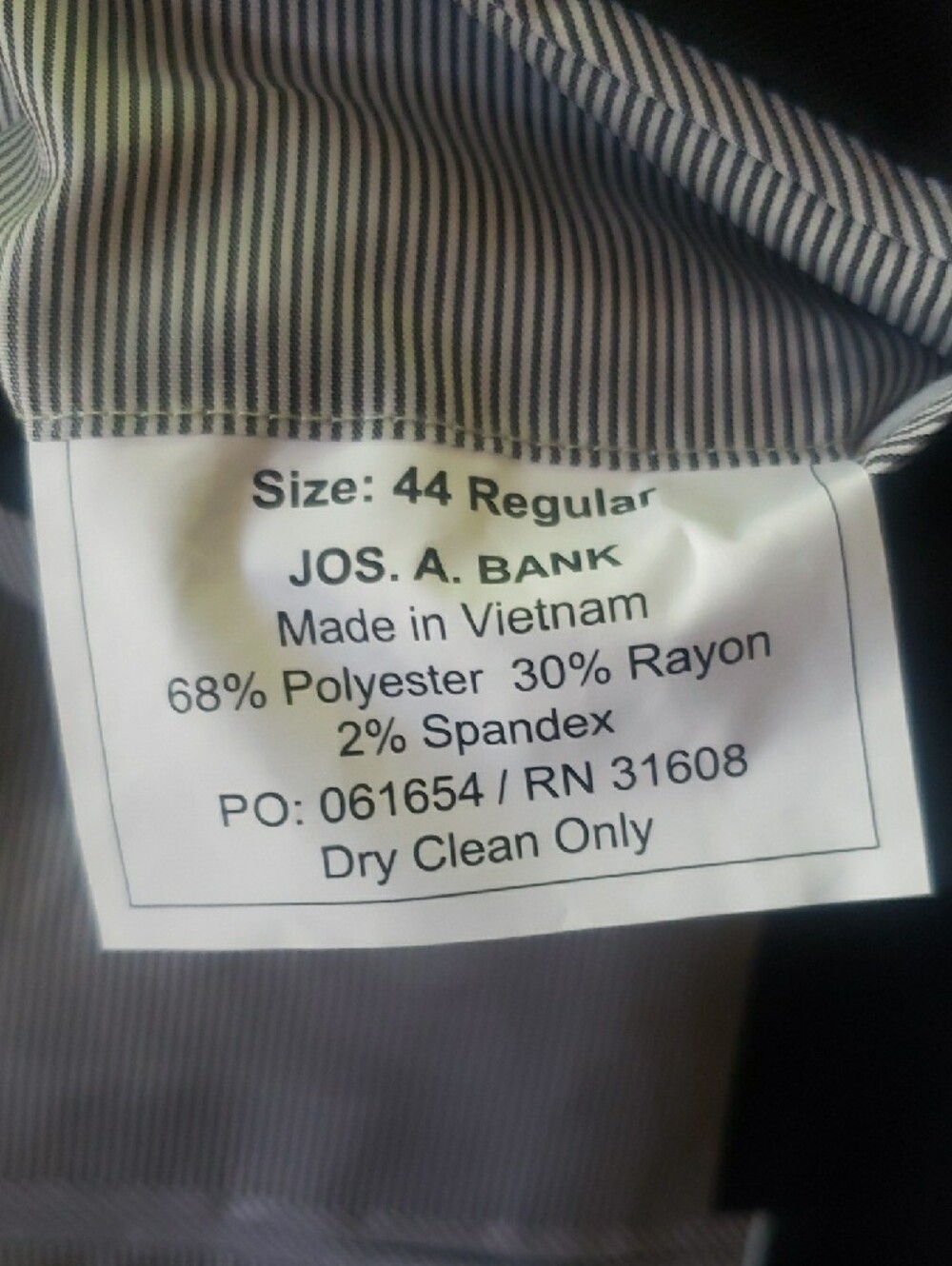 Jos. A. Bank 1905  Men's Black Two-Button Sport Coat 44R New - Picture 6 of 6